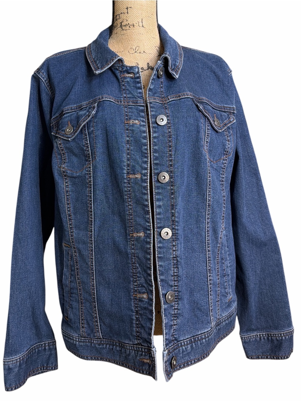 Style & Co Classic Blue Denim Jacket Lightweight Jean Jacket EC Size XXL